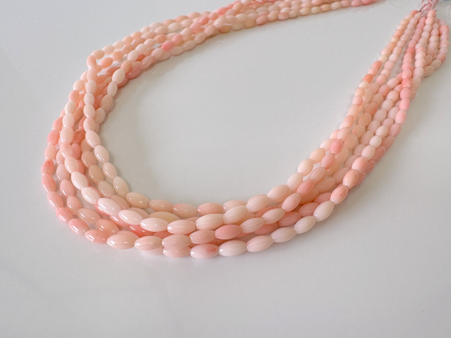 Pink bamboo coral 3x6mm rice shape strands, 40cm, 15.7inches, pink sea bamboo, price per strand  (colored)