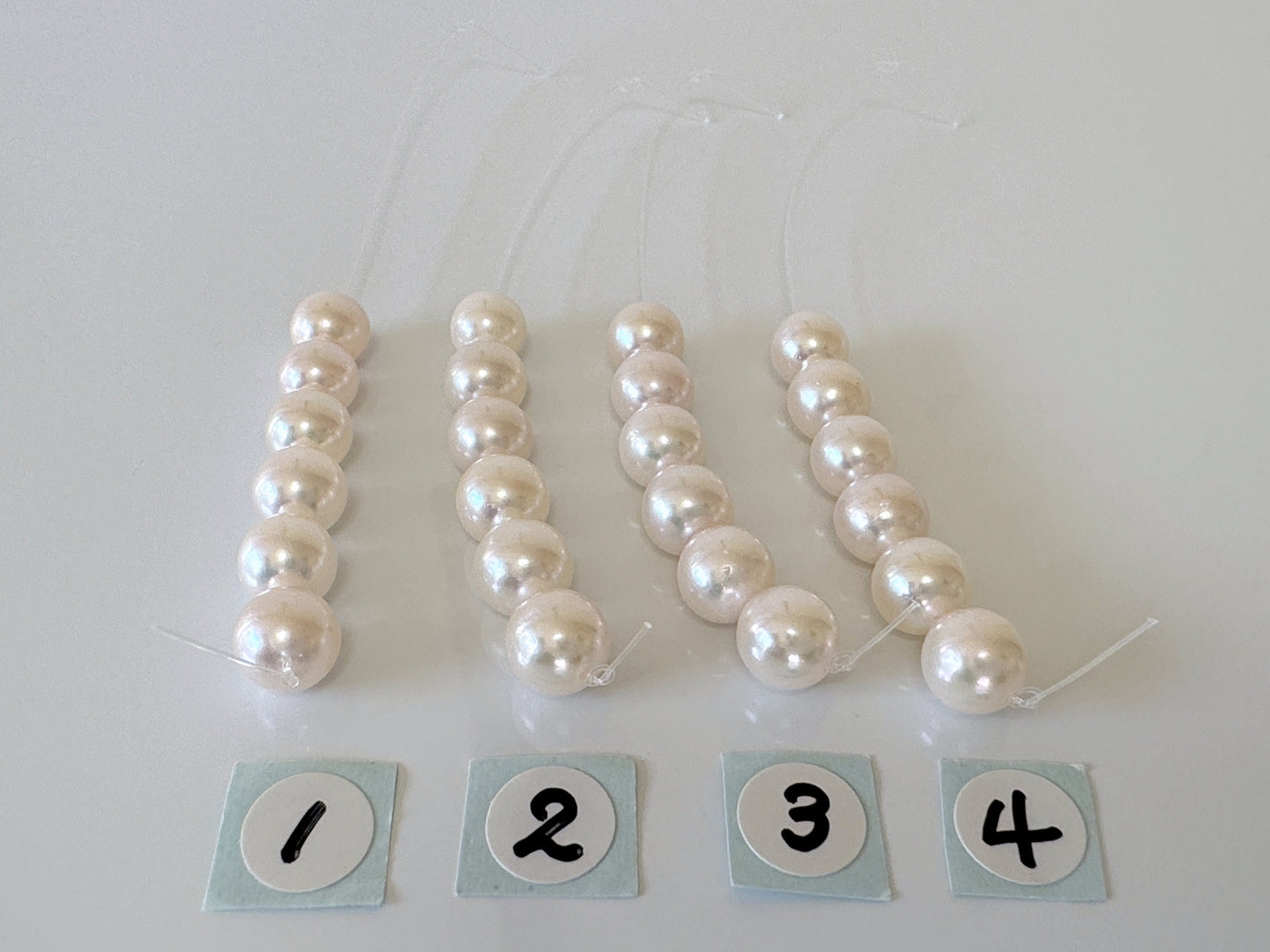 Japanese White/Pink Akoya Pearl Beads, 6.5-7mm, Mini Strand, Short Strand, 6 Pieces, Genuine Akoya Pearl, Cultured in Sea Water