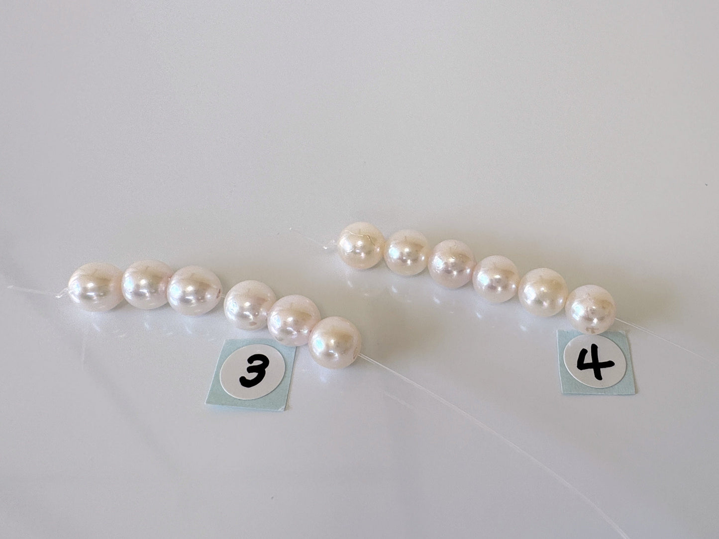 Japanese White/Pink Akoya Pearl Beads, 6.5-7mm, Mini Strand, Short Strand, 6 Pieces, Genuine Akoya Pearl, Cultured in Sea Water