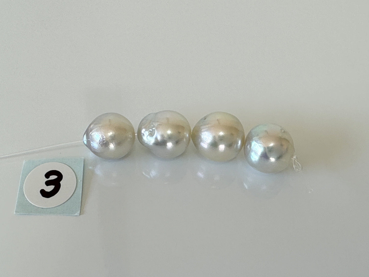 Japanese Blue/Silver (Natural color) Akoya Pearl Beads, 7.5-8mm, Mini Strand, 4 Pieces, Short Strand, Salt water pearl, Genuine Akoya Pearl