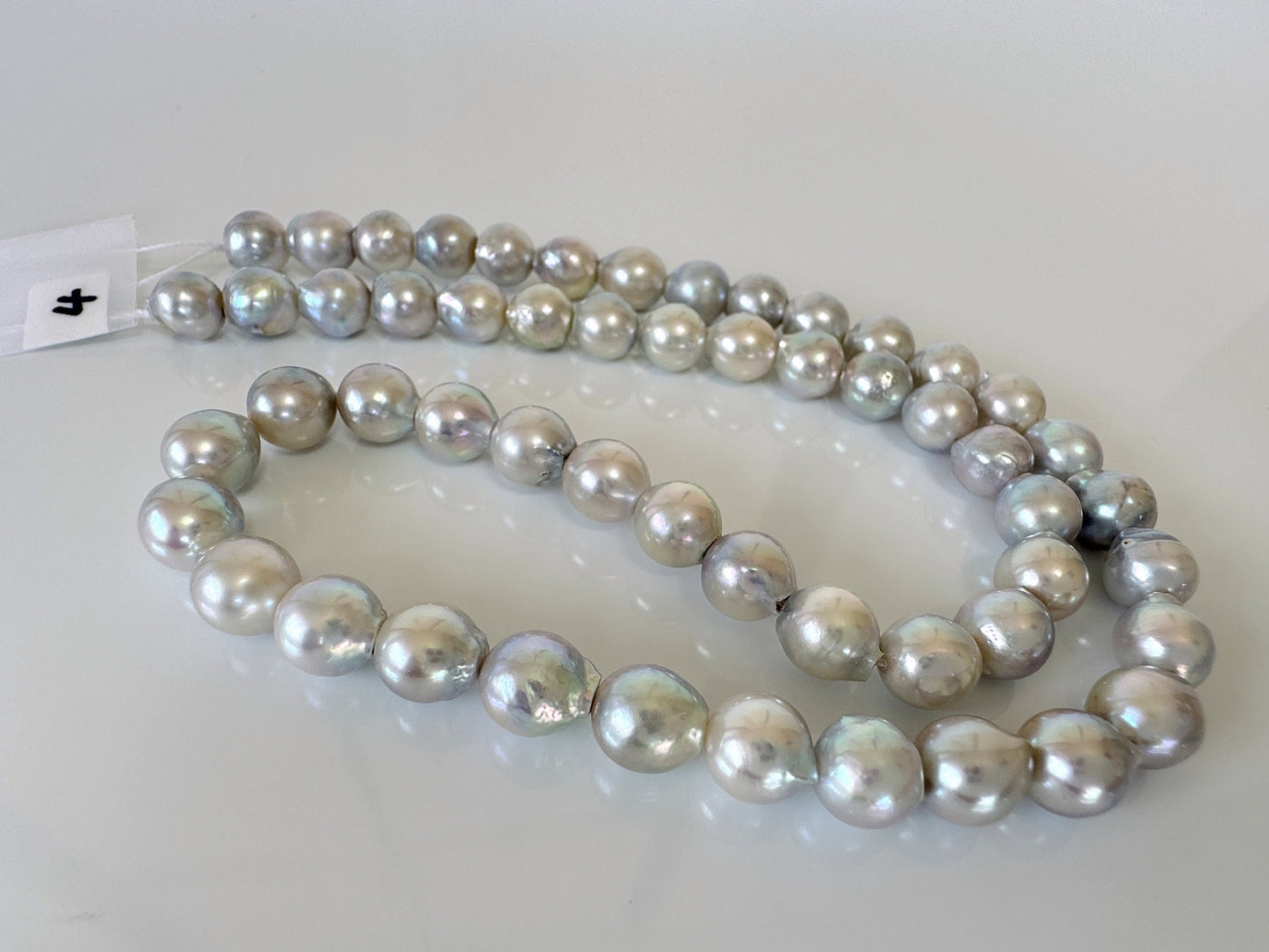 7-7.5mm Japanese Akoya Pearl Beads, Natural Blue/Silver color pearl, Genuine Akoya Pearl, Full Strand 40cm , 15.7", Salt water pearl