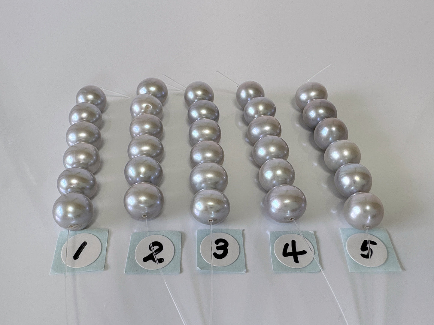 Fresh water pearl Semi-round Beads, 8-8.5mm, Mini Strand, Short Strand of 6 Pieces, Silver color (Colored)