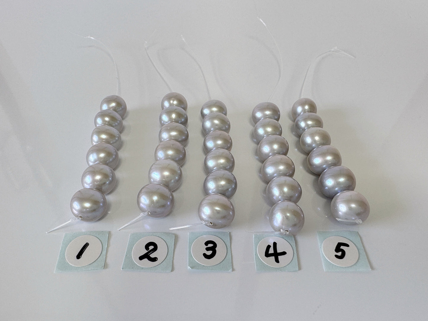 Fresh water pearl Semi-round Beads, 8-8.5mm, Mini Strand, Short Strand of 6 Pieces, Silver color (Colored)