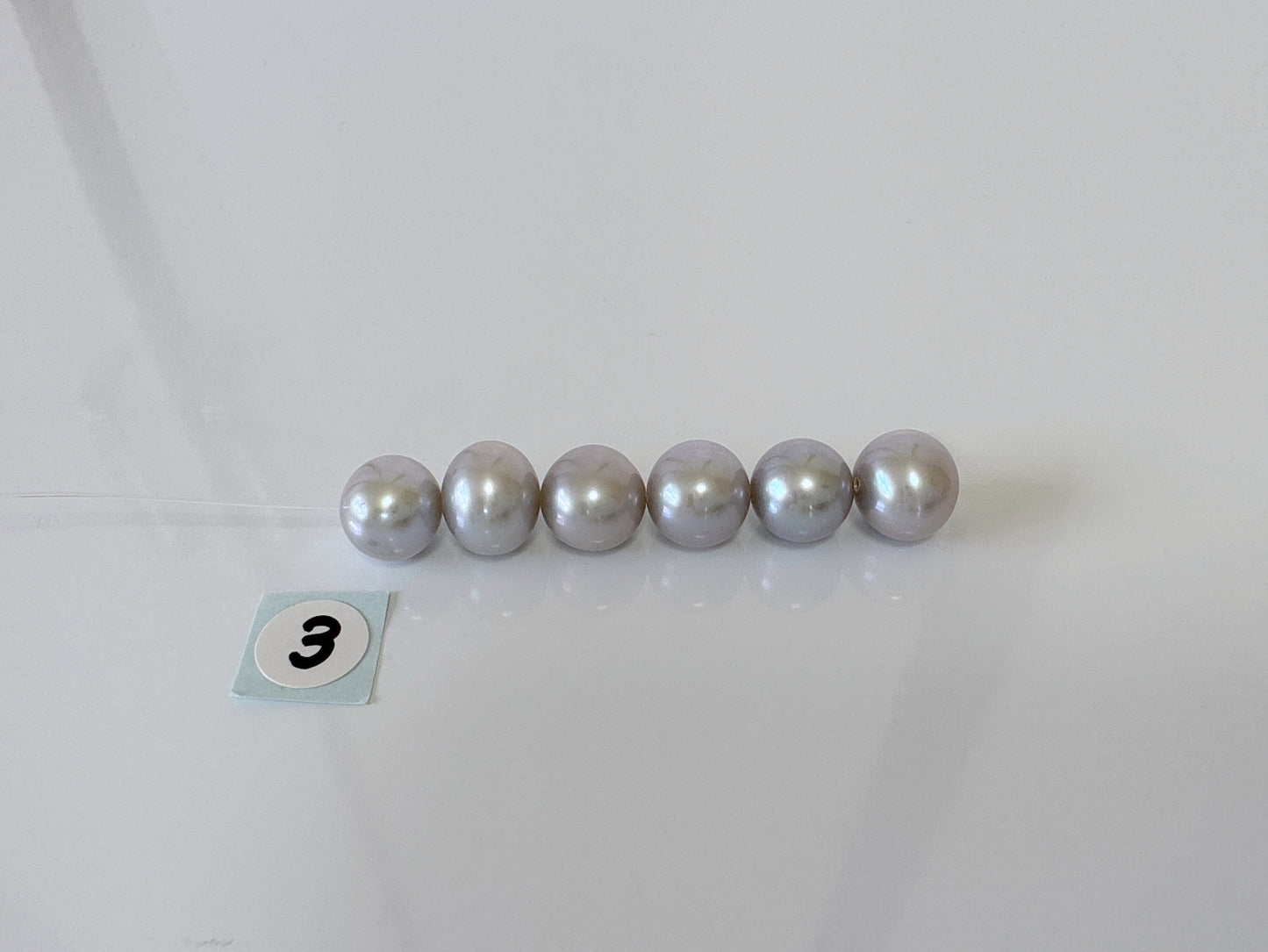 Fresh water pearl Semi-round Beads, 8-8.5mm, Mini Strand, Short Strand of 6 Pieces, Silver color (Colored)