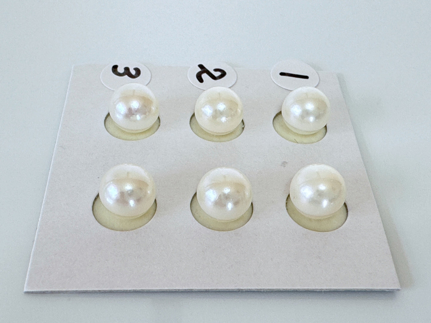 Japanese Akoya Cultured Pearl 7-7.5mm, Natural White Color, Half-Drilled Round loose, Price per Pair, Salt water pearl