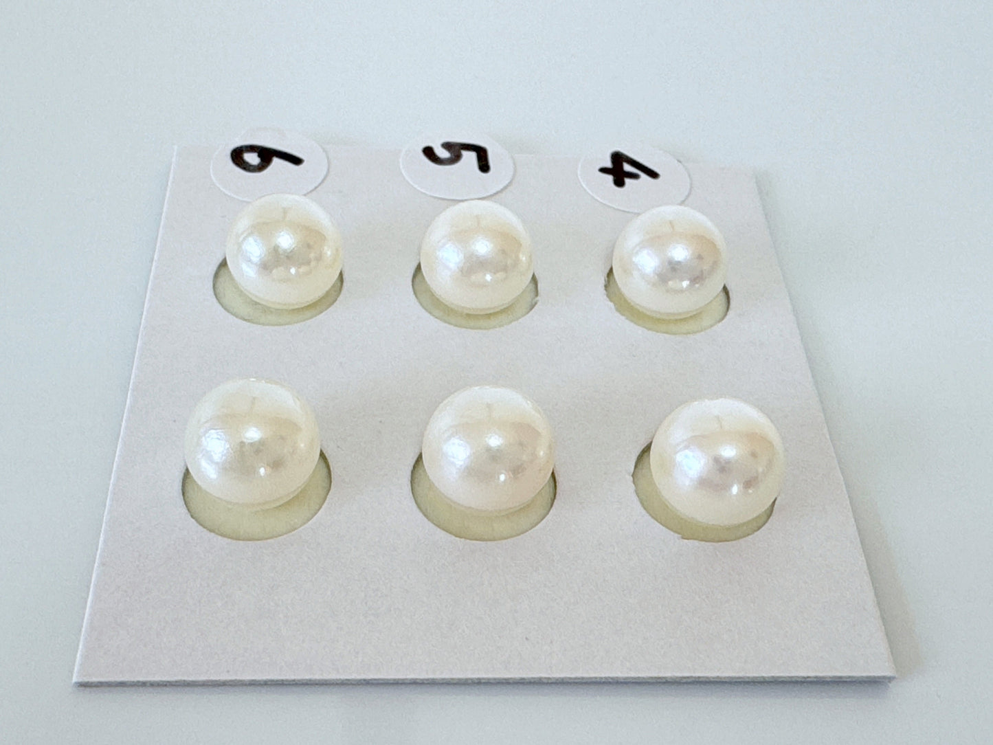 Japanese Akoya Cultured Pearl 7-7.5mm, Natural White Color, Half-Drilled Round loose, Price per Pair, Salt water pearl