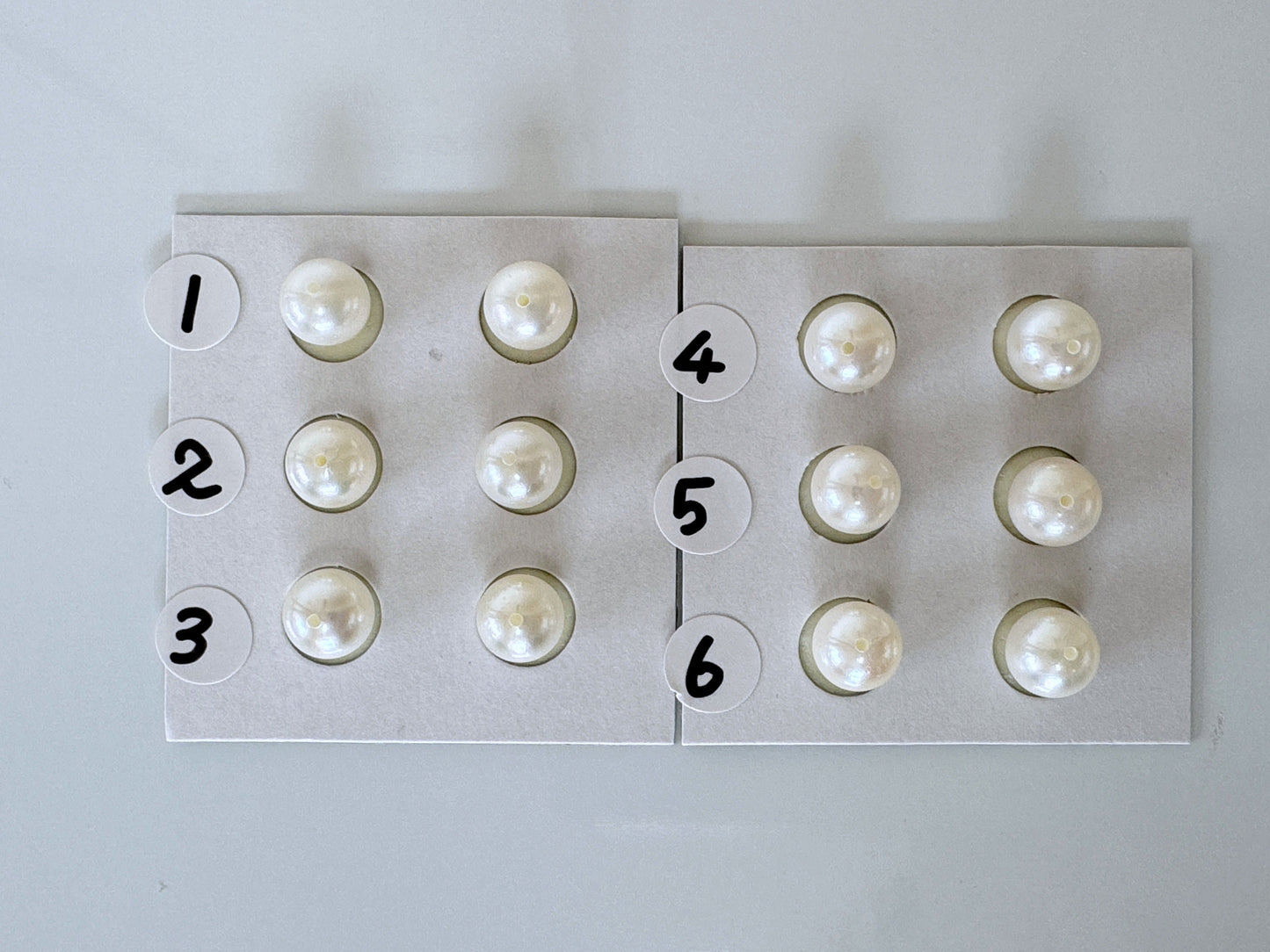 Japanese Akoya Cultured Pearl 7-7.5mm, Natural White Color, Half-Drilled Round loose, Price per Pair, Salt water pearl