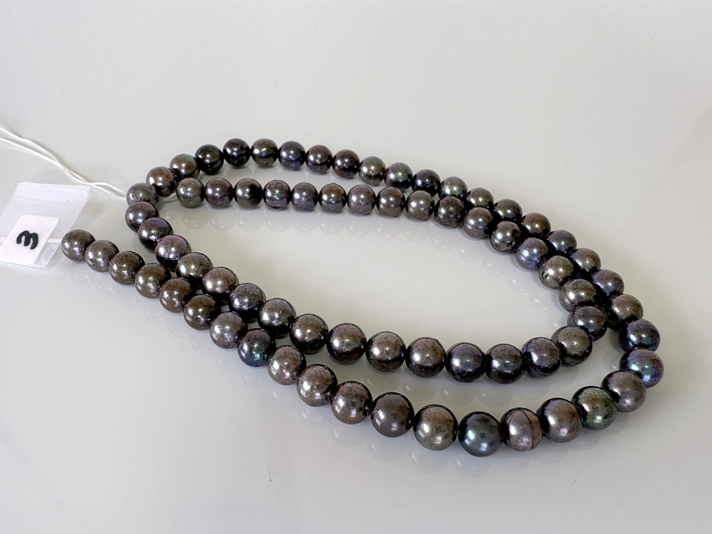 5.5-6mm Japanese Black/Black peacock Akoya Pearl Beads, Full Strand, 40cm , 15.7", Salt Water cultured pearl