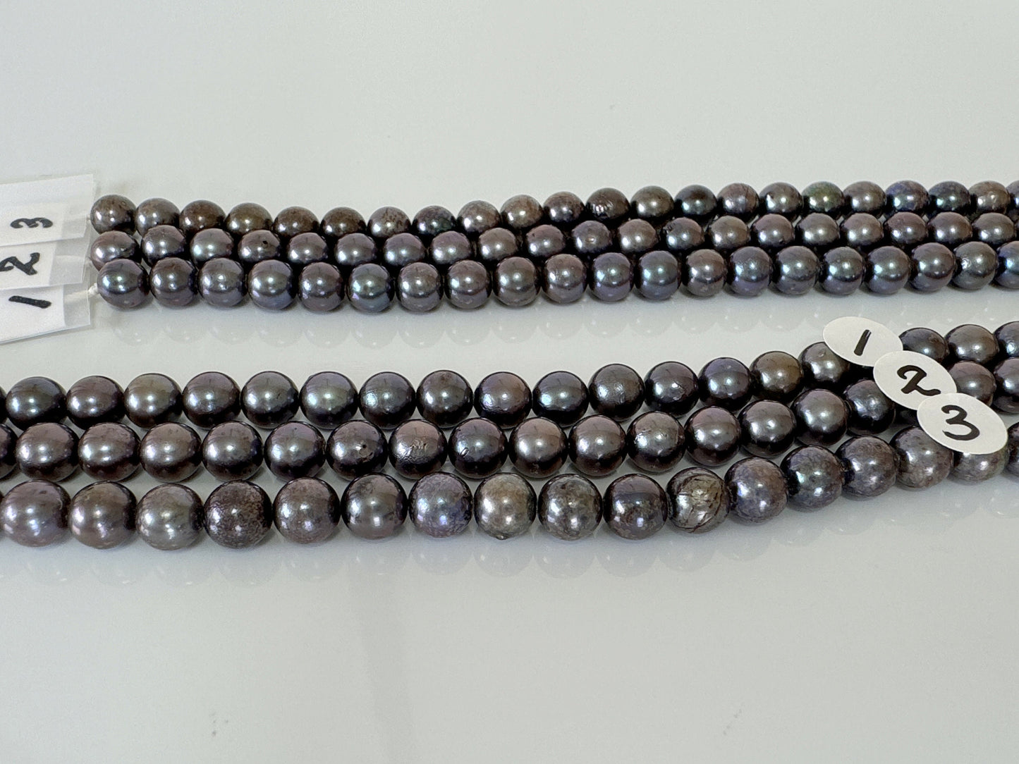 5.5-6mm Japanese Black/Black peacock Akoya Pearl Beads, Full Strand, 40cm , 15.7", Salt Water cultured pearl