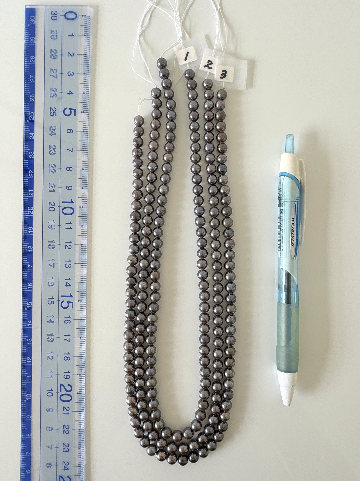 5.5-6mm Japanese Black/Black peacock Akoya Pearl Beads, Full Strand, 40cm , 15.7", Salt Water cultured pearl