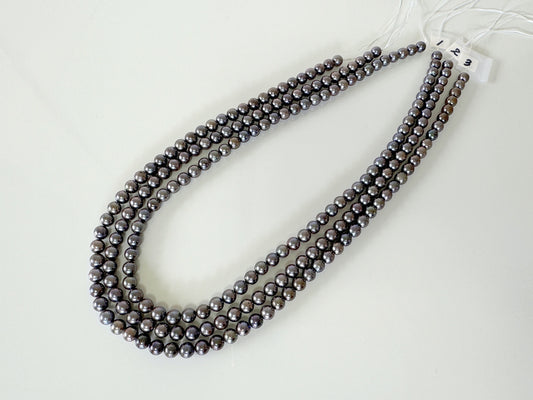 5.5-6mm Japanese Black/Black peacock Akoya Pearl Beads, Full Strand, 40cm , 15.7", Salt Water cultured pearl