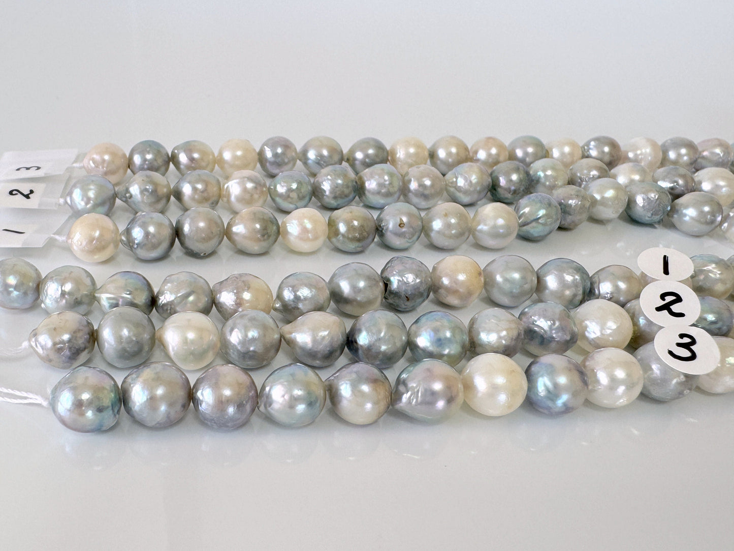 8-9mm Japanese Akoya Pearl Beads, Natural blue/silver color pearl, Genuine Natural Akoya Pearl, Full Strand, 40cm , 15.7", Salt water pearl