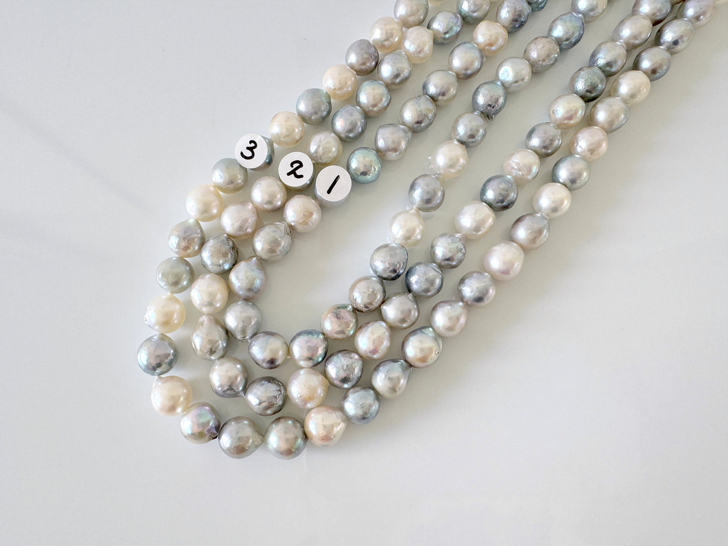 8-9mm Japanese Akoya Pearl Beads, Natural blue/silver color pearl, Genuine Natural Akoya Pearl, Full Strand, 40cm , 15.7", Salt water pearl