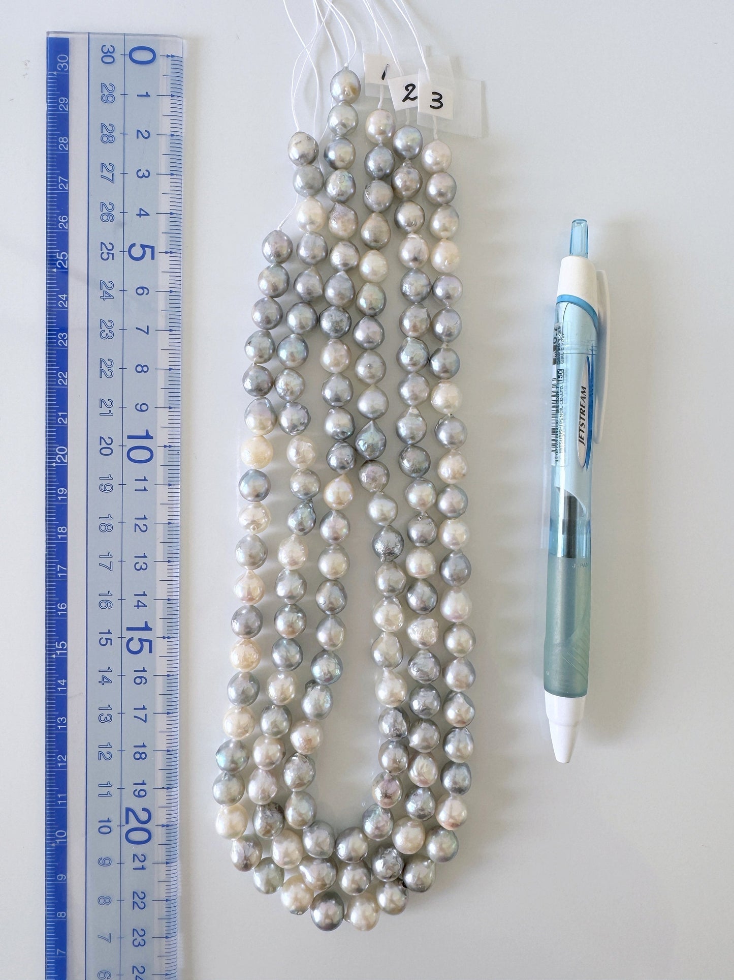 8-9mm Japanese Akoya Pearl Beads, Natural blue/silver color pearl, Genuine Natural Akoya Pearl, Full Strand, 40cm , 15.7", Salt water pearl