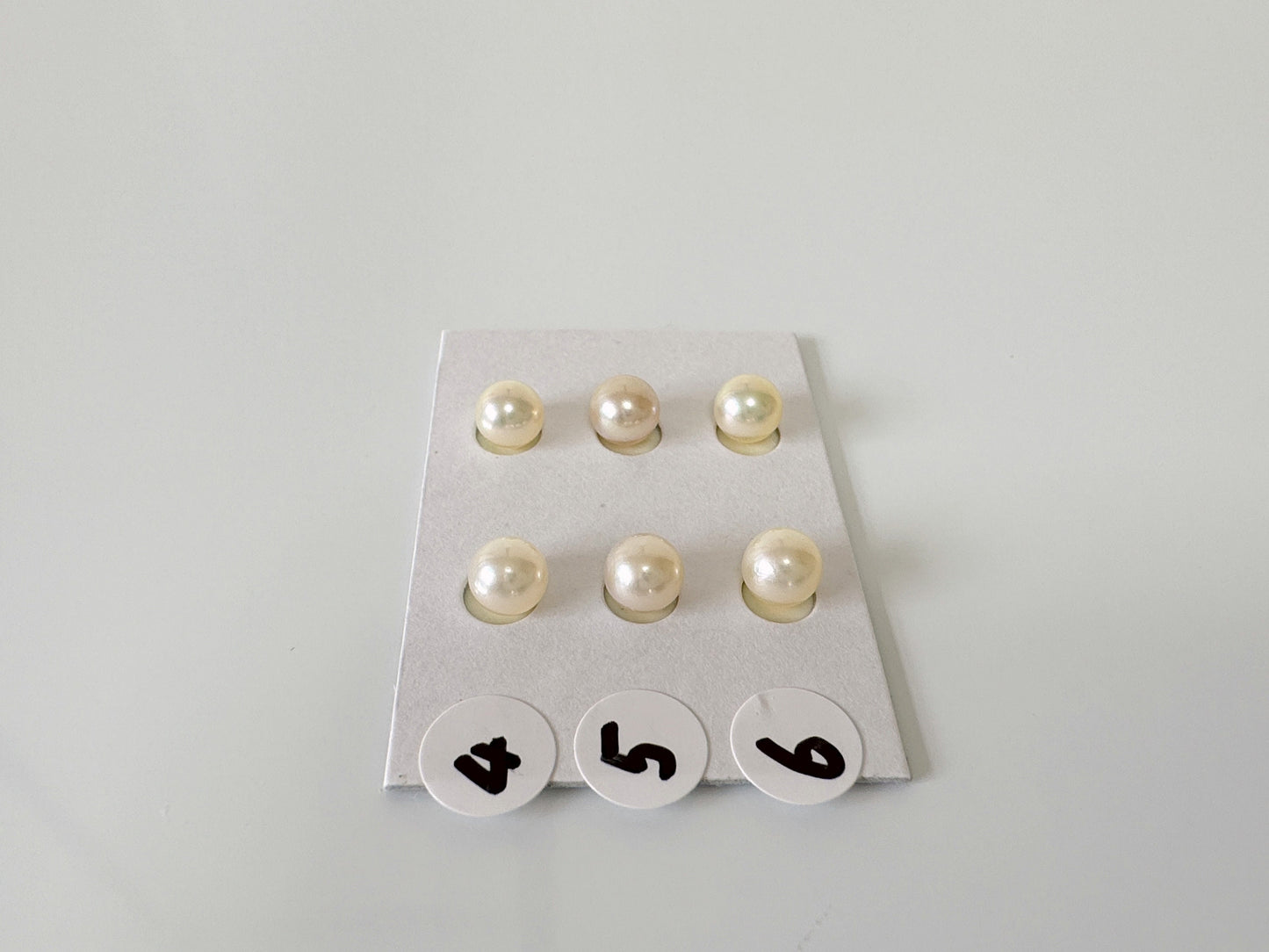 Japanese White/Off-white Akoya Cultured Pearl 5-5.5mm, Genuine Akoya Pearl, Half-Drilled Round loose, Price per Pair, Salt water pearl