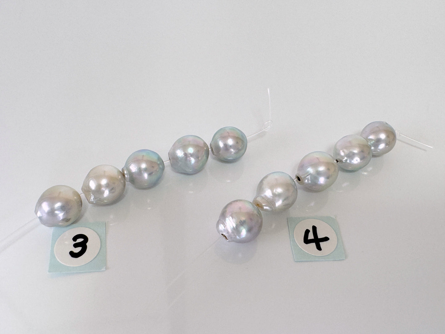 Japanese Natural blue/silver color Akoya Pearl Beads, 7.5-8mm, Mini Strand, Short Strand of 5 Pieces, Cultured in Sea Water