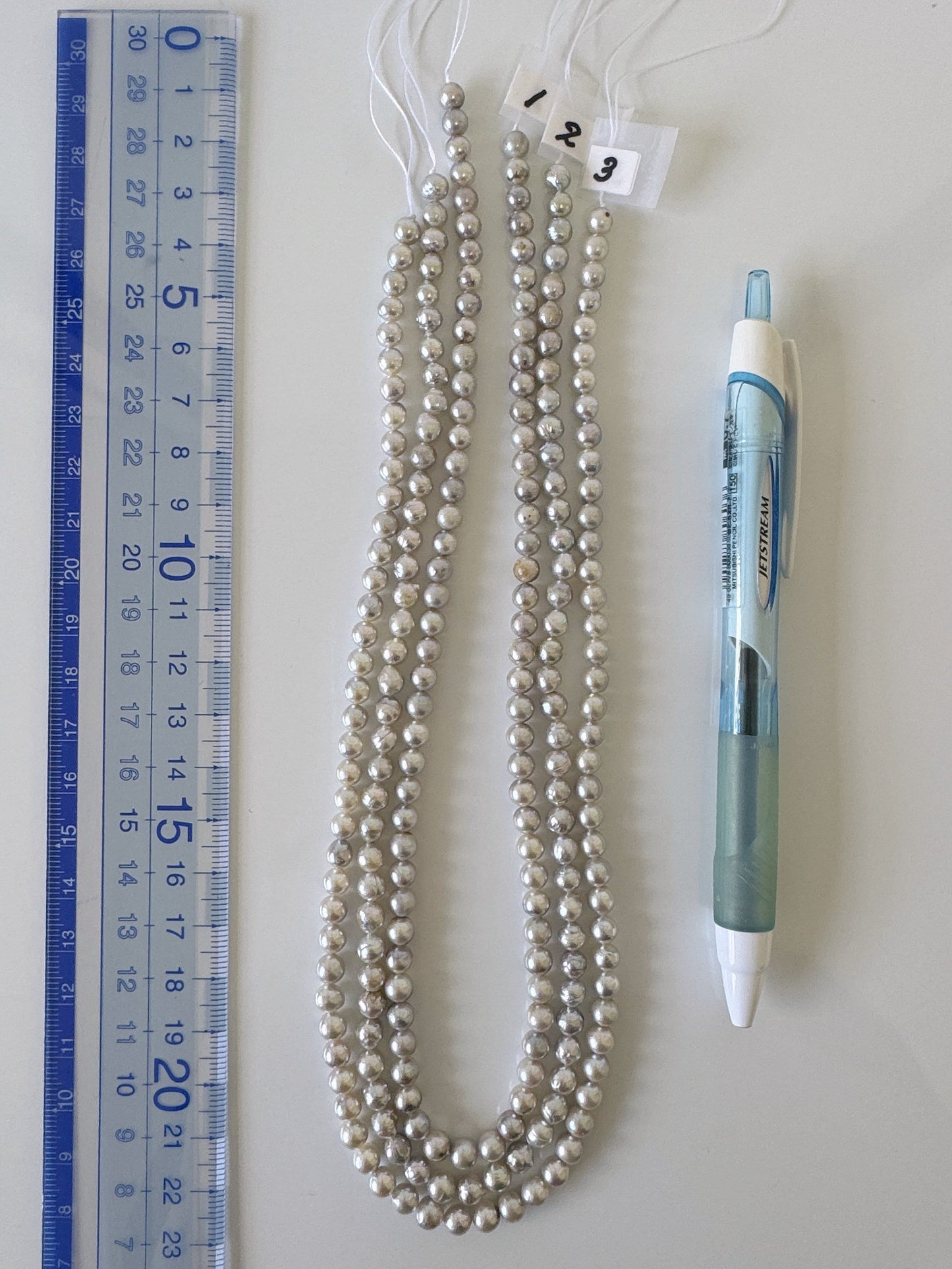 5-5.5mm Japanese Akoya Pearl Beads, Natural Blue/Silver color pearl, Genuine Akoya Pearl, Full Strand 40cm , 15.7", Salt water pearl