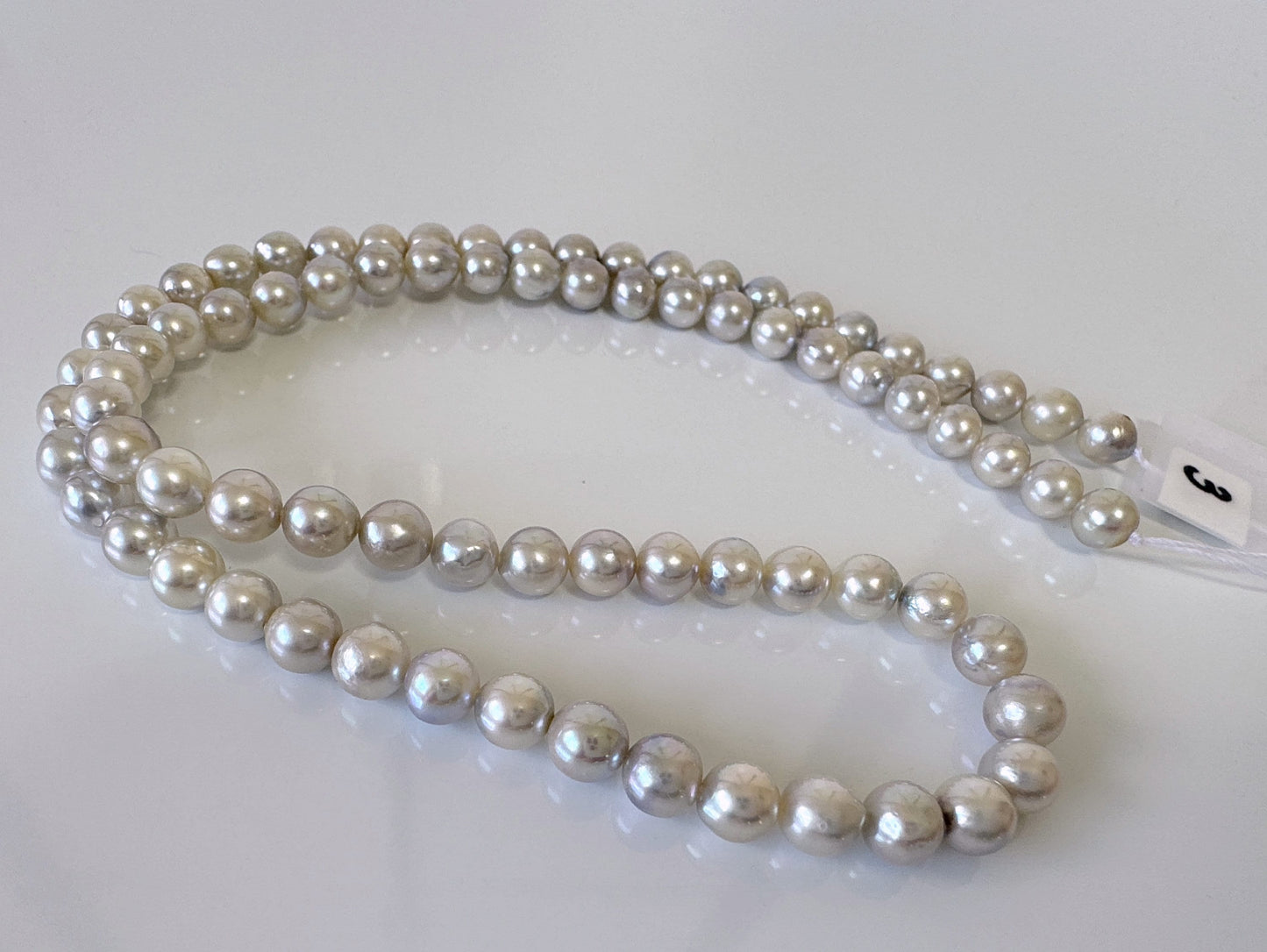 5-5.5mm Japanese Akoya Pearl Beads, Natural Blue/Silver color pearl, Genuine Akoya Pearl, Full Strand 40cm , 15.7", Salt water pearl