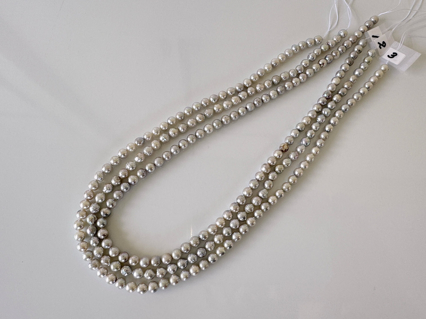 5-5.5mm Japanese Akoya Pearl Beads, Natural Blue/Silver color pearl, Genuine Akoya Pearl, Full Strand 40cm , 15.7", Salt water pearl