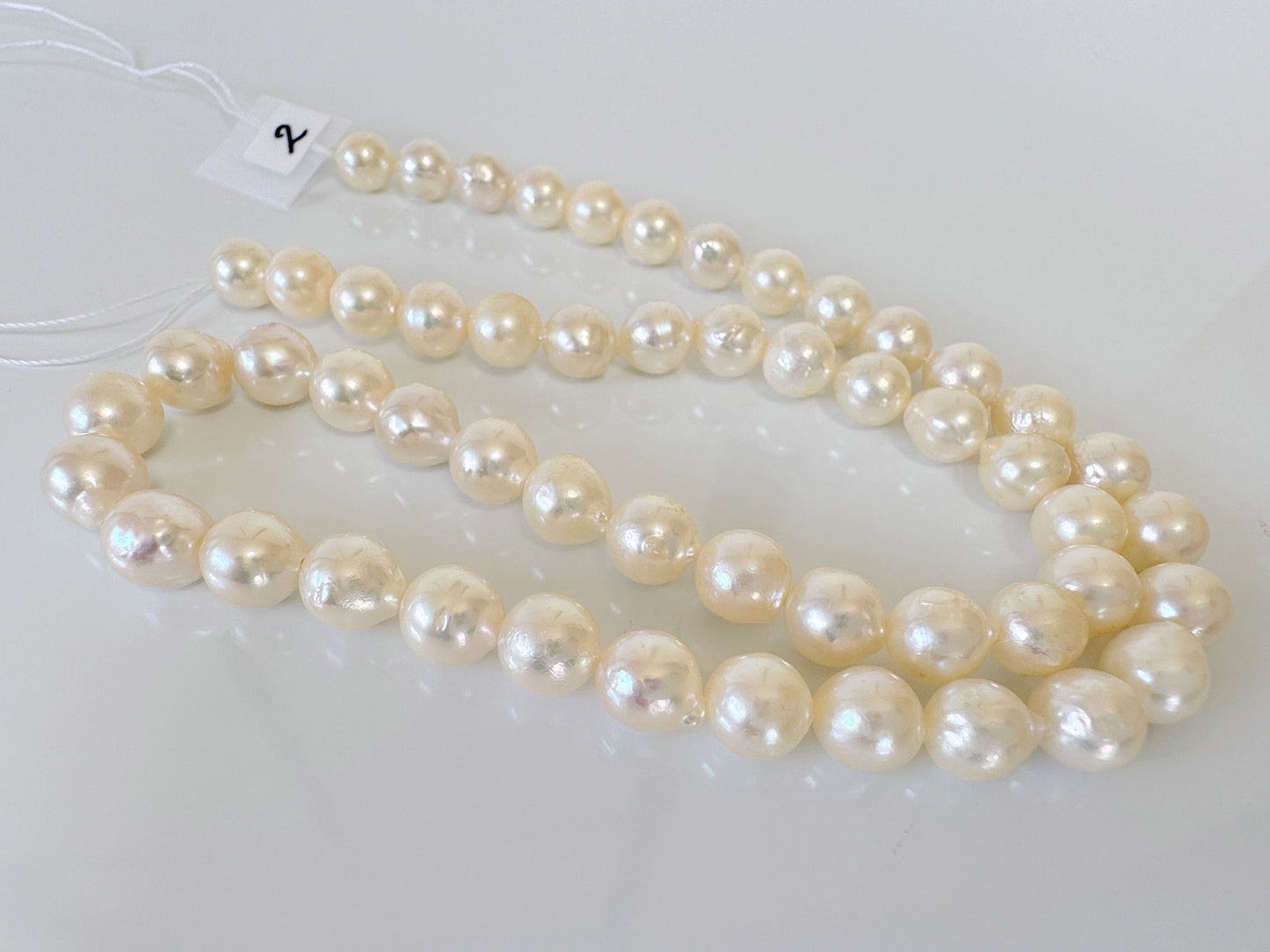 7-7.5mm Japanese Cream White/Off-white  Akoya Pearl Beads, Genuine Akoya Pearl, Full Strand, 40cm , 15.7", Cultured Salt water pearl