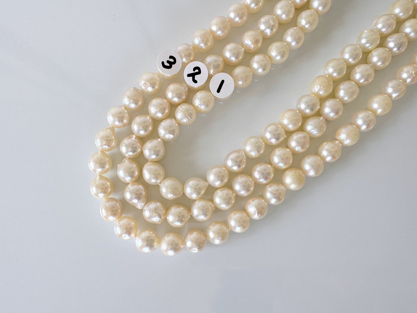 7-7.5mm Japanese Cream White/Off-white  Akoya Pearl Beads, Genuine Akoya Pearl, Full Strand, 40cm , 15.7", Cultured Salt water pearl