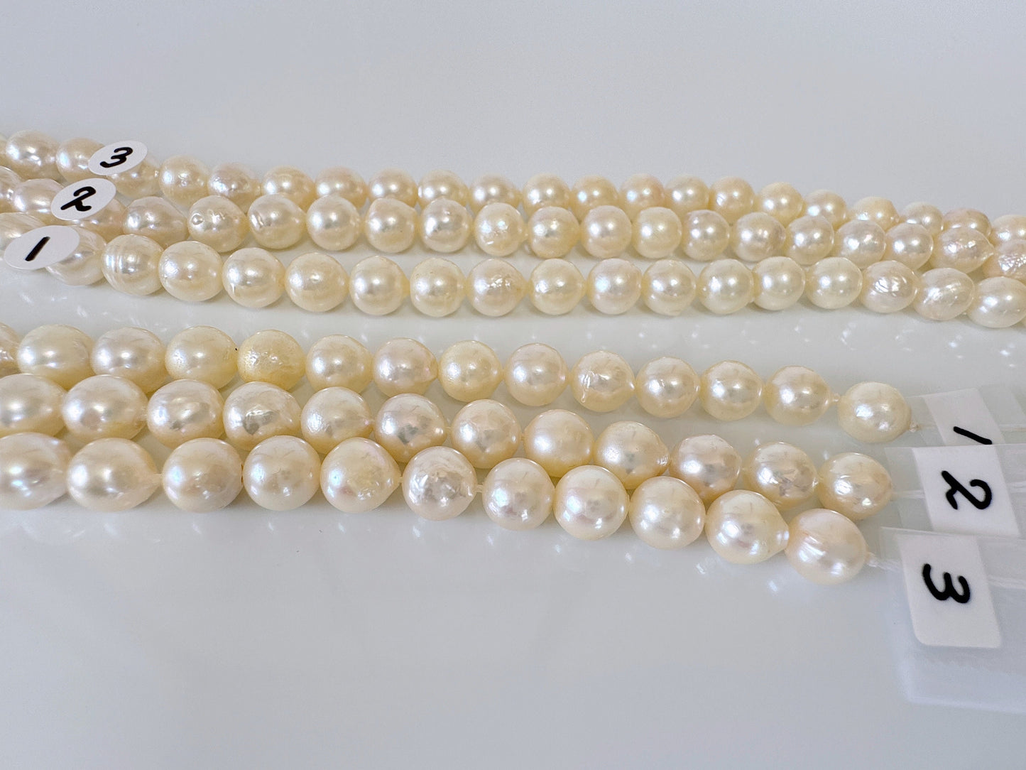 7-7.5mm Japanese Cream White/Off-white  Akoya Pearl Beads, Genuine Akoya Pearl, Full Strand, 40cm , 15.7", Cultured Salt water pearl