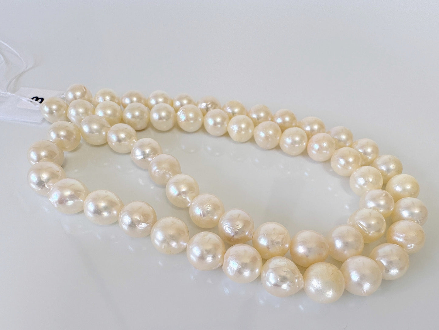 7-7.5mm Japanese Cream White/Off-white  Akoya Pearl Beads, Genuine Akoya Pearl, Full Strand, 40cm , 15.7", Cultured Salt water pearl