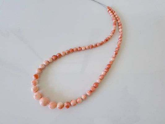 Natural Deep Sea Coral 4-11.7mm Gradation Round Beads Strand, Genuine Natural Pink / Orange Color Coral, 42.5cm, 16.7inches