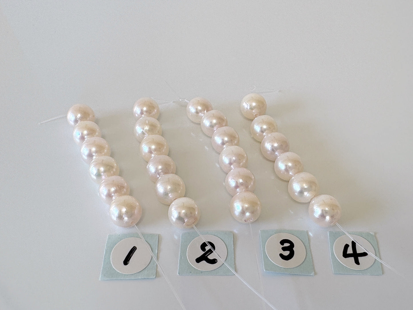 Japanese White/Pink Akoya Pearl Beads, 6.5-7mm, Mini Strand, Short Strand, 6 Pieces, Genuine Akoya Pearl, Cultured in Sea Water