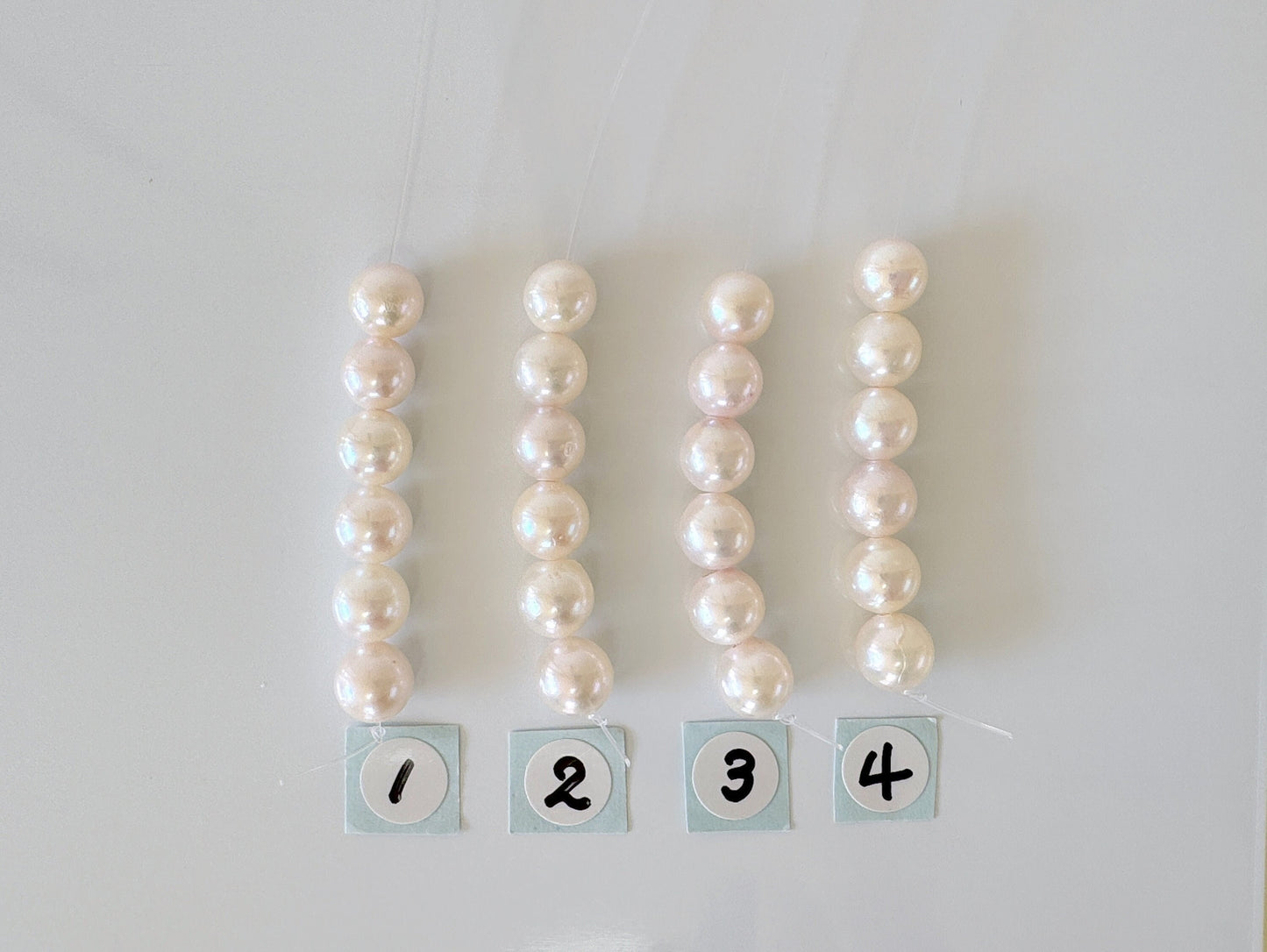 Japanese White/Pink Akoya Pearl Beads, 6.5-7mm, Mini Strand, Short Strand, 6 Pieces, Genuine Akoya Pearl, Cultured in Sea Water