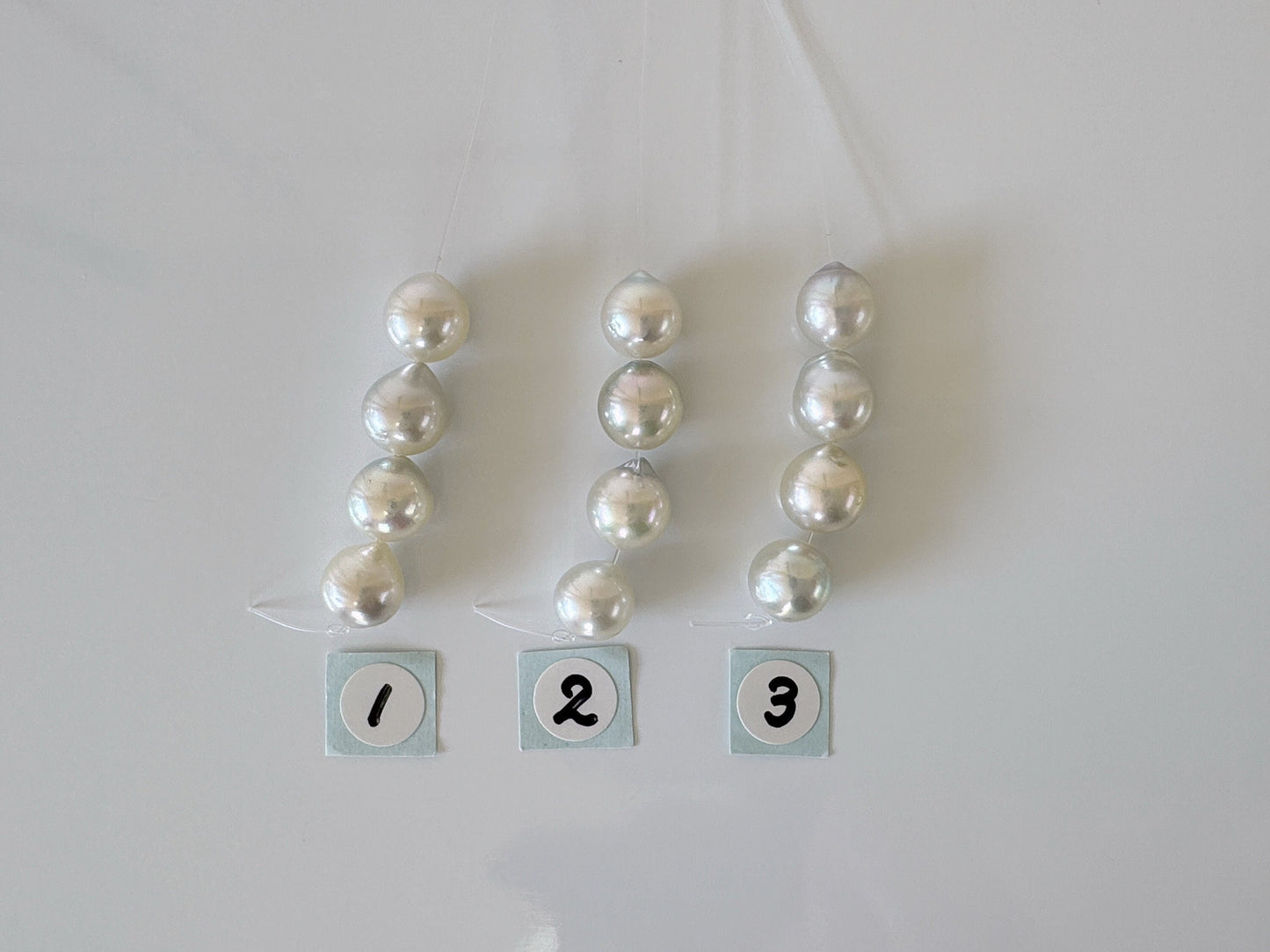 Japanese Blue/Silver (Natural color) Akoya Pearl Beads, 7.5-8mm, Mini Strand, 4 Pieces, Short Strand, Salt water pearl, Genuine Akoya Pearl