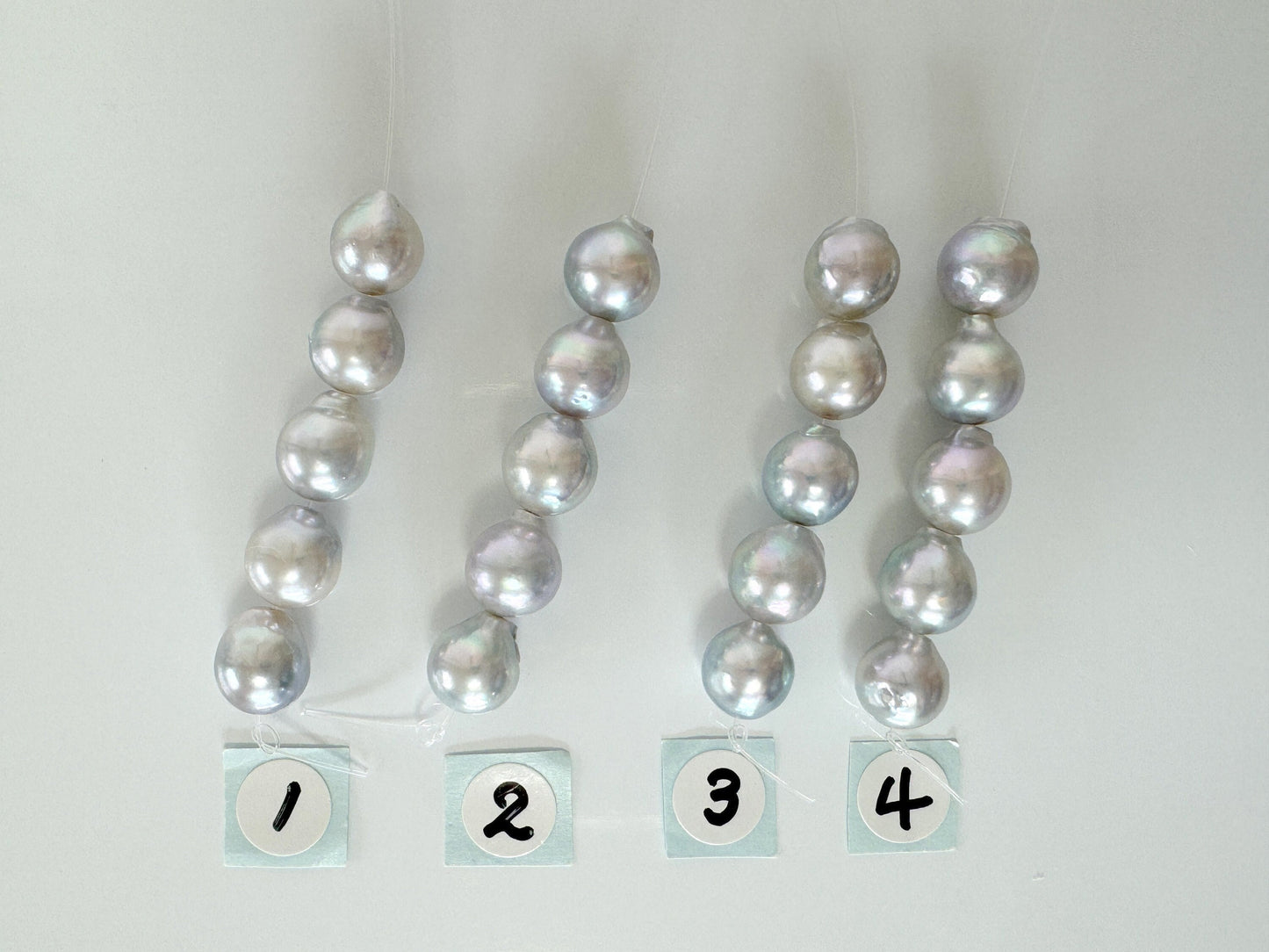 Japanese Natural blue/silver color Akoya Pearl Beads, 7.5-8mm, Mini Strand, Short Strand of 5 Pieces, Cultured in Sea Water