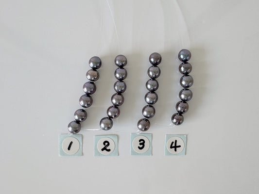 6 Pieces Short Strand of Japanese Peacock Black Akoya Pearl Beads, 5.7-5.9mm, Genuine Akoya Pearl, Cultured in Sea Water