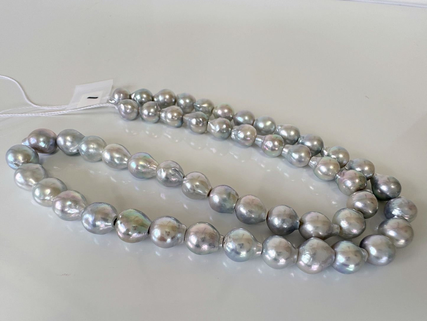 7-7.5mm Japanese Akoya Pearl Beads, Natural Blue/Silver color pearl, Genuine Akoya Pearl, Full Strand 40cm , 15.7", Salt water pearl