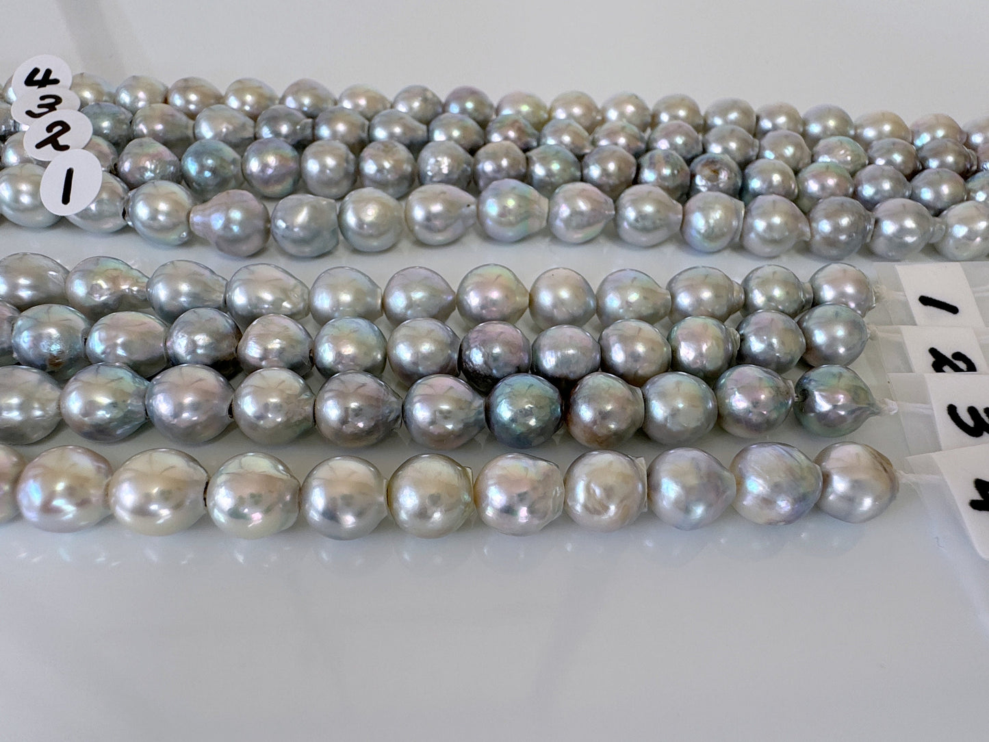 7-7.5mm Japanese Akoya Pearl Beads, Natural Blue/Silver color pearl, Genuine Akoya Pearl, Full Strand 40cm , 15.7", Salt water pearl