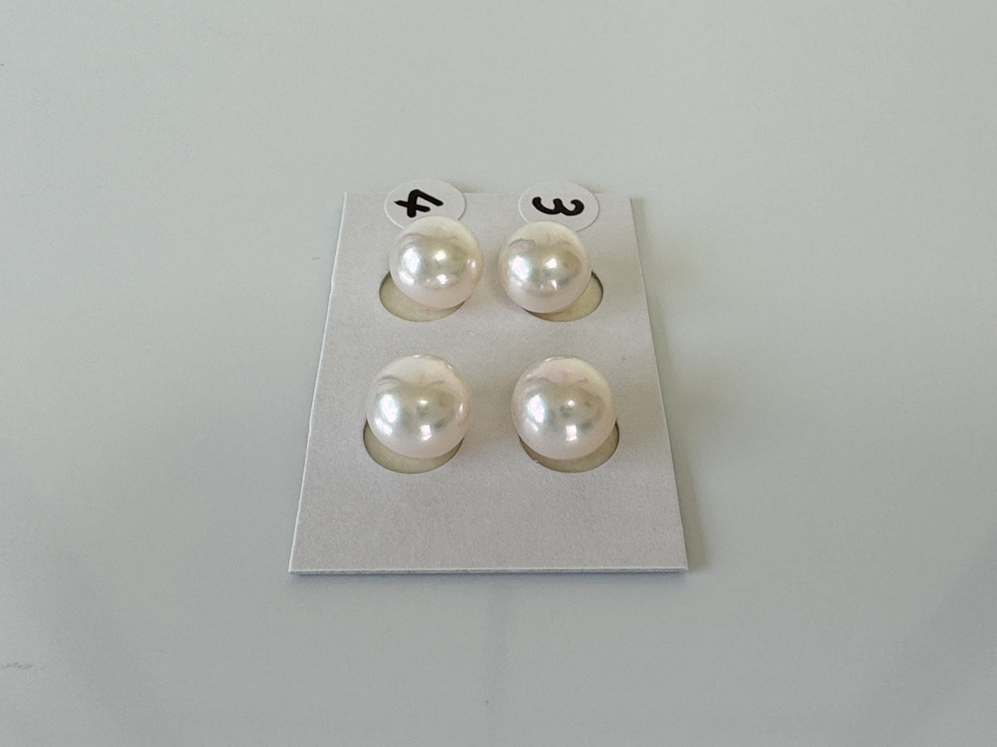 Japanese Akoya Cultured Pearl 8-8.5mm, White/Pink overtone Color, Half-Drilled Round loose, Price per Pair, Salt water pearl