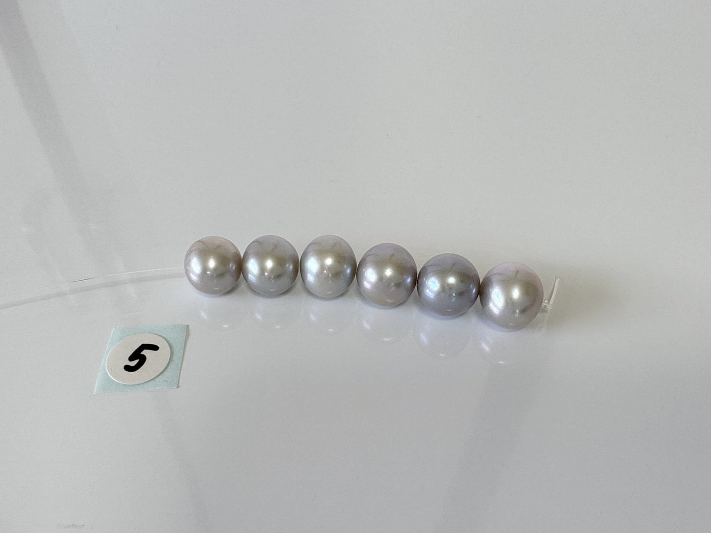 Fresh water pearl Semi-round Beads, 8-8.5mm, Mini Strand, Short Strand of 6 Pieces, Silver color (Colored)