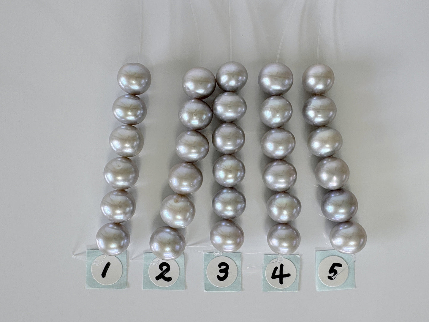 Fresh water pearl Semi-round Beads, 8-8.5mm, Mini Strand, Short Strand of 6 Pieces, Silver color (Colored)