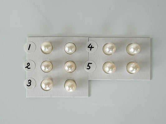 Japanese Cultured Akoya pearl 7-7.2mm, White Color, Half-Drilled Round loose, Price per Pair, Value-priced unused vintage, Salt water pearl