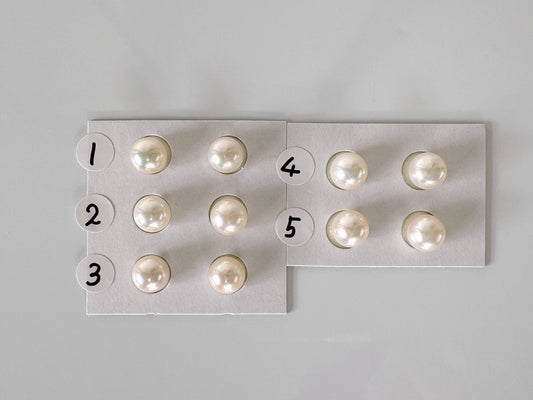 Japanese Cultured Akoya pearl 7.3-7.6mm, White Color, Half-Drilled Round loose, Price per Pair, Value-priced unused vintage,Salt water pearl