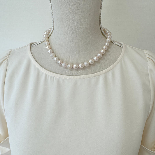 Japanese Akoya Pearl Necklace: 9.5-10mm Cultured Pearl, Sterling Silver Clasp