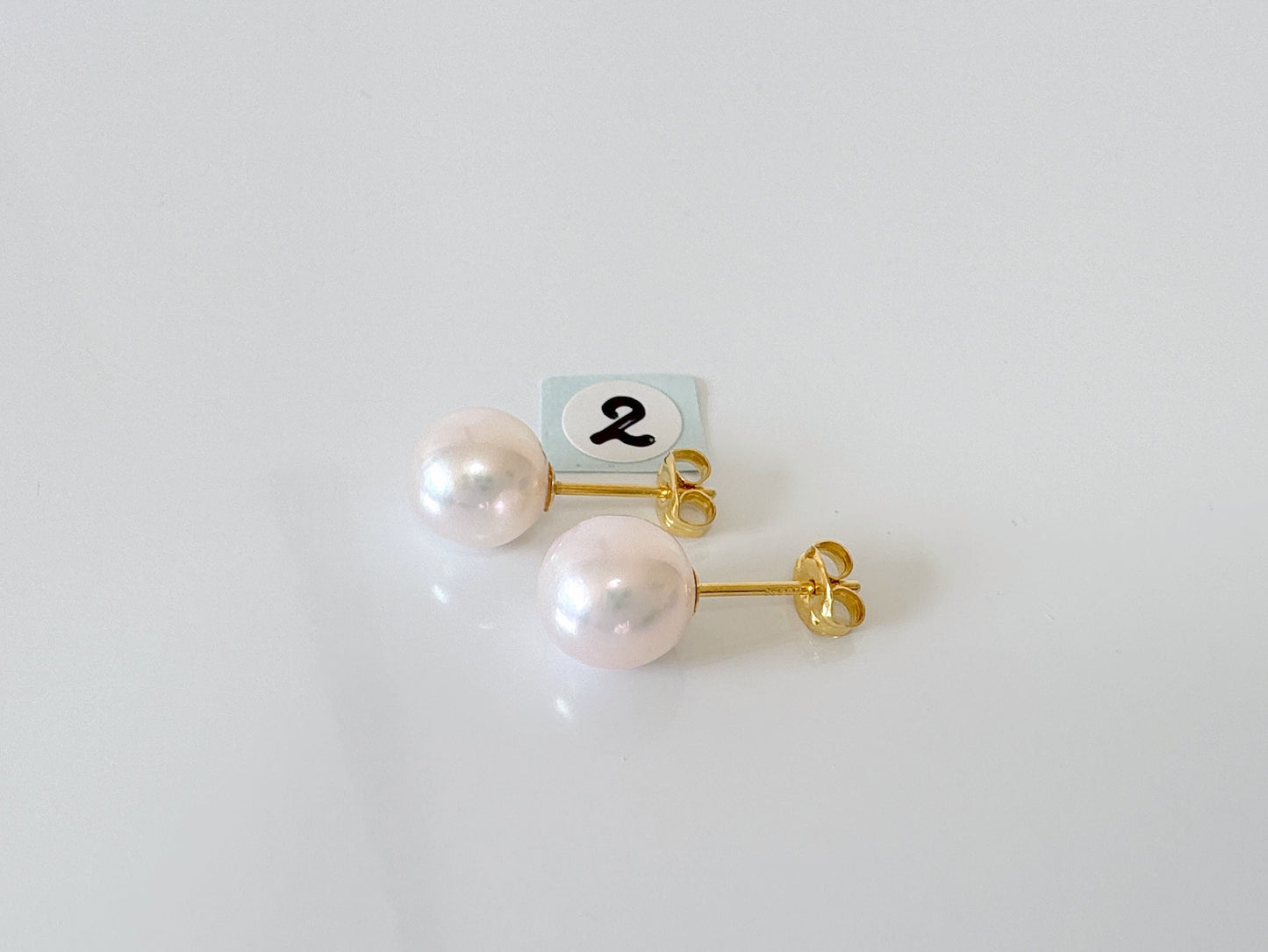 Japanese White Akoya Pearl Stud Earrings, 8mm, Silver 925 Post/Ear Nuts, Genuine Akoya Pearl, Salt water cultured pearl