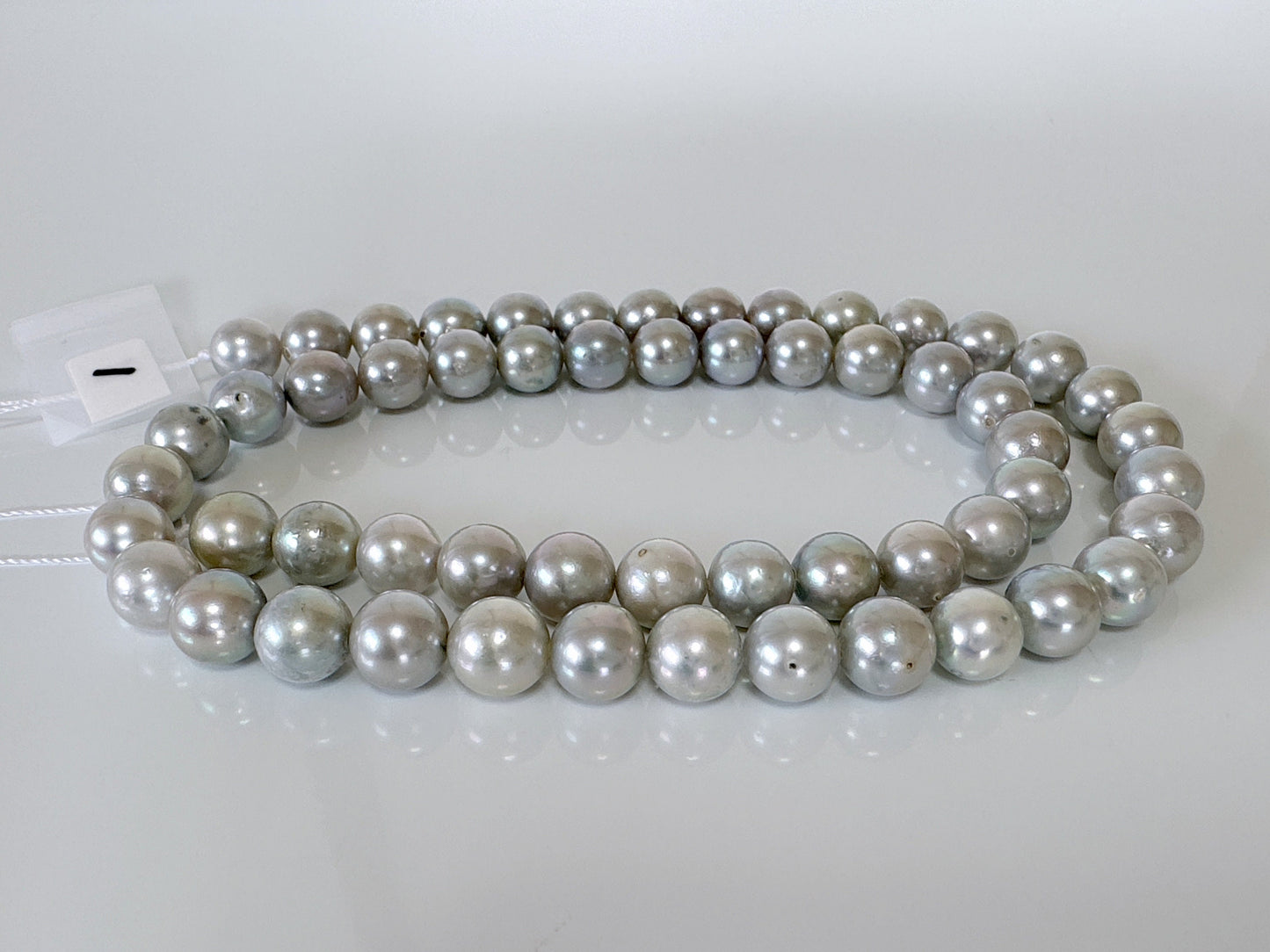 7-7.5mm Japanese Akoya Pearl Beads, Blue/Silver color pearl (Cobalt treated), Genuine Akoya Pearl, Full Strand, 40cm , 16", Salt water pearl