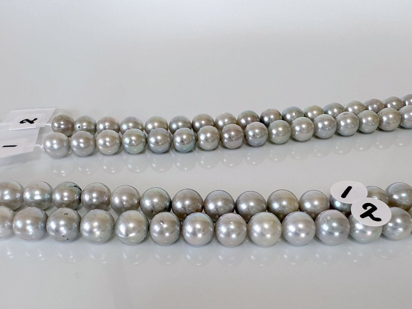 7-7.5mm Japanese Akoya Pearl Beads, Blue/Silver color pearl (Cobalt treated), Genuine Akoya Pearl, Full Strand, 40cm , 16", Salt water pearl