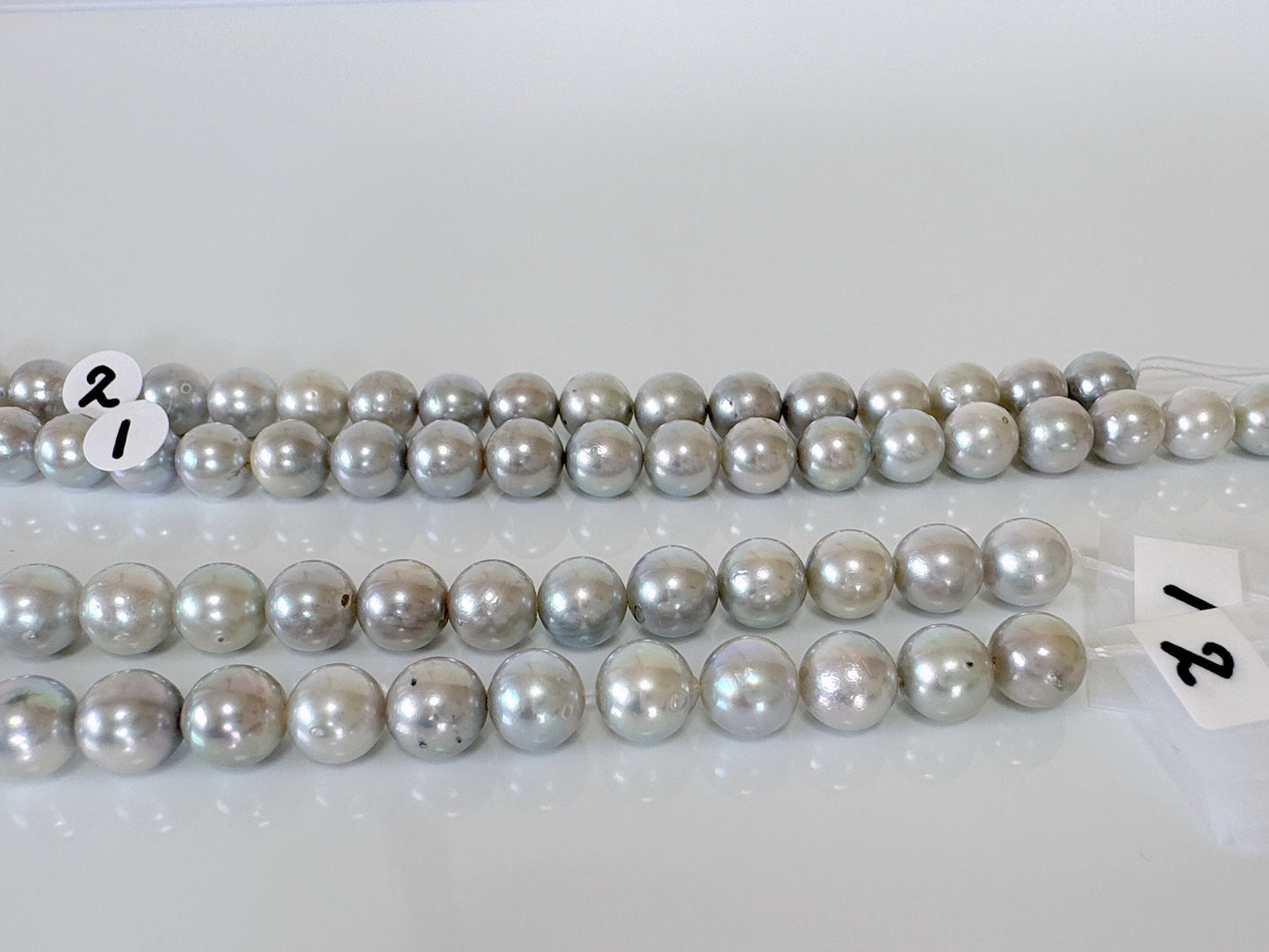 7-7.5mm Japanese Akoya Pearl Beads, Blue/Silver color pearl (Cobalt treated), Genuine Akoya Pearl, Full Strand, 40cm , 16", Salt water pearl