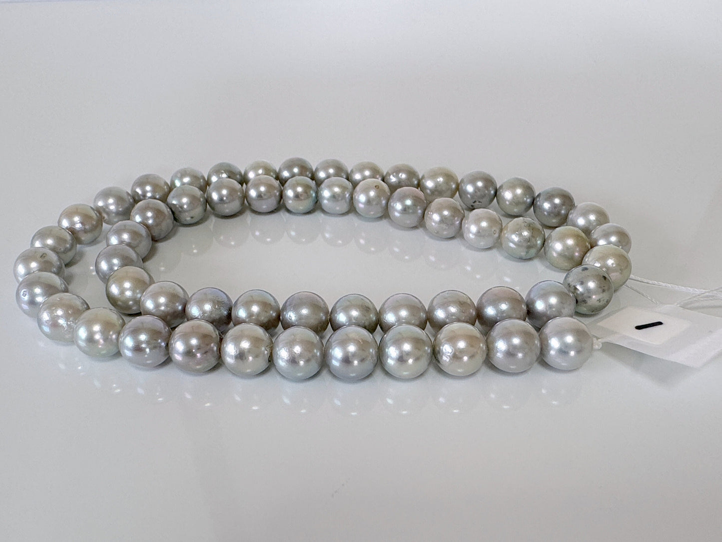 7-7.5mm Japanese Akoya Pearl Beads, Blue/Silver color pearl (Cobalt treated), Genuine Akoya Pearl, Full Strand, 40cm , 16", Salt water pearl