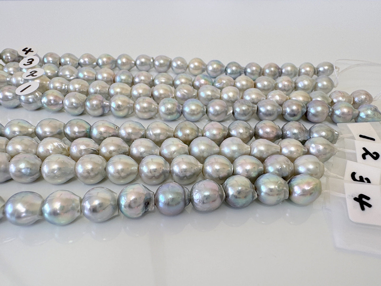 7.5-8mm Japanese Akoya Pearl Beads, Natural Blue/Silver color pearl, Genuine Akoya Pearl, Full Strand 40cm , 15.7", Salt water pearl