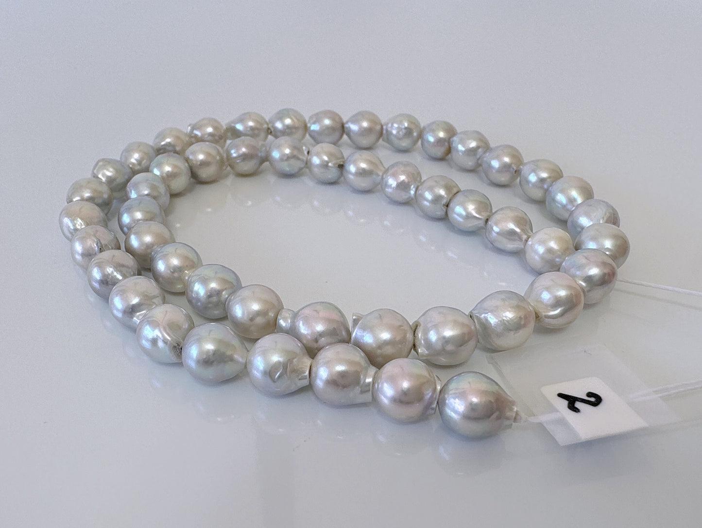 7.5-8mm Japanese Akoya Pearl Beads, Natural Blue/Silver color pearl, Genuine Akoya Pearl, Full Strand 40cm , 15.7", Salt water pearl