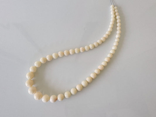 Natural White Coral Round Beads Strand 5.5-10.2mm, 40.5cm, 16inches, Genuine Natural Color Coral