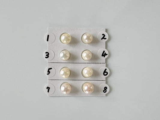 Japanese Cultured Akoya pearl 7-7.9mm, White Color, Half-Drilled Round loose, Price per Piece, Value-priced unused vintage, Salt water pearl